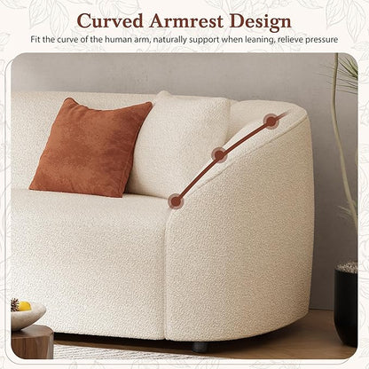 Christopher Knight Home Sabbo 87.50" Boucle Upholstered Couch, Oversized 2 Seater Sofa, Curved Soft Seating Lounge Sofa Chair, Cozy Loveseat with Armrest, Reading Sofa for Living Room Home Rest, Beige