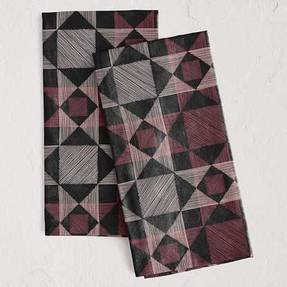 Minted Sketched Quilt Tea Towels Cotton Kitchen Towels Decorative with Hanging Loop Set of 2