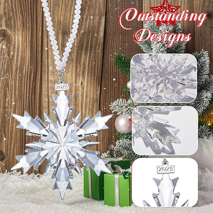 2025 Annual Edition Snowflake Clear Crystal Christmas Ornament, Snowflake Ornaments Display Winter Home Décor Christmas Decor Gift(Clear)