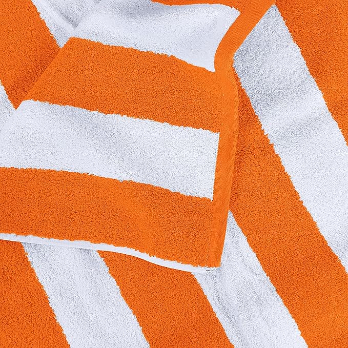Utopia Towels 4 Pack Cabana Stripe Beach Towel, 30 by 60 Inches 100% Ring Spun Cotton Bath Towels for Beach, and Swim, Orange