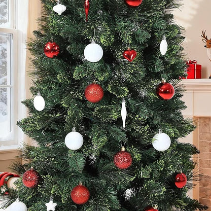 72 Pcs Shatterproof Christmas Balls Ornaments for Outdoor Use，Elegant Red and White Christmas Yard Decorations Outdoor with Hanging Loops，A Set of Christmas Tree Decoration for Home, Wedding, Party