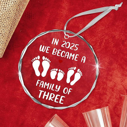 Baby's First Christmas Ornaments 2025 - Glass Christmas Ornaments 2025 for Tree Decorations - Gifts for New Mom Dad Parents Couples, Family of Three, Pregnancy Announcement for Grandparents