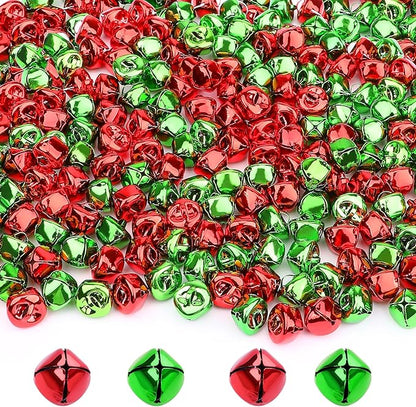 Augshy 200 Pieces Jingle Bells 2/5 Inch Craft Bell Bulk for Christmas Home and Pet Decorations Xmas Decor Party Favors Supplies (Red and Green)