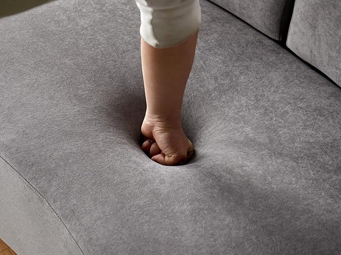 90" Curved Sofa with Throw Pillows, 4 Seater Luxury Velvet Couch with Half Moon Design and High-Density Foam, Ideal for Modern Living Room, Office & Apartment, Grey