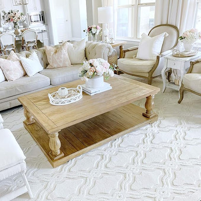 My Texas House Cotton Blossom Area Rug 7.9x10.10 Indoor Outdoor, Natural