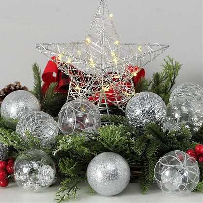 Clear Christmas Ball Ornaments, 30ct Shatterproof Xmas Ball Decorations for Christmas Tree 2.36 Inch Silver Hanging Decorative Baubles Set with Dedicated Stuff for Christmas Wedding Party