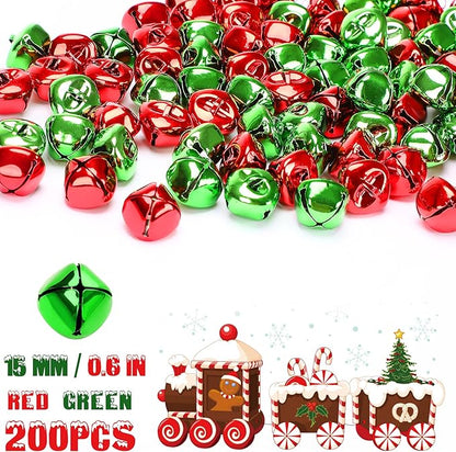 Augshy 200 Pieces Jingle Bells 3/5Inch Craft Bell Bulk for Christmas Home and Pet Decorations Xmas Decor Party Favors Supplies (Red and Green)