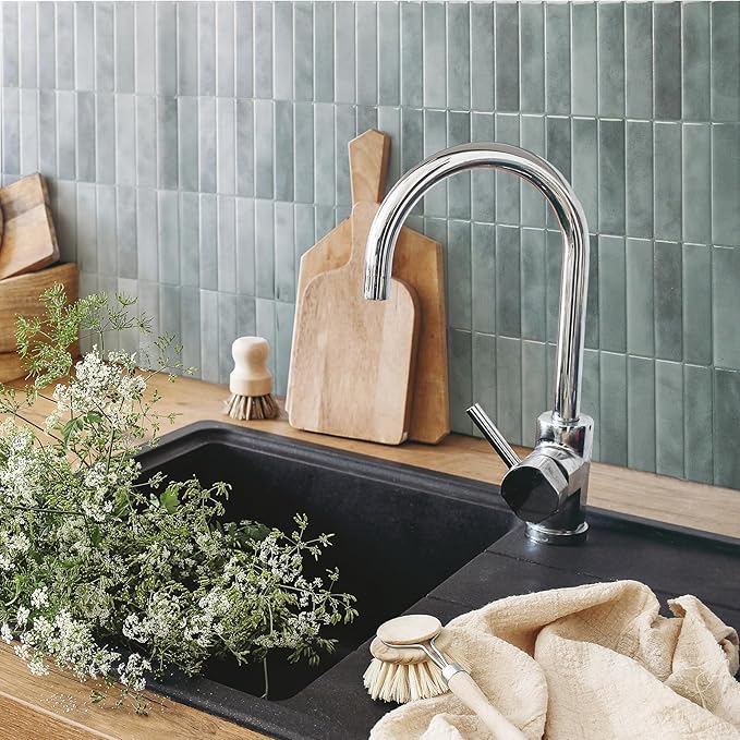 SMART TILES Peel and Stick Backsplash - 5 Sheets of 11.43" x 9" - 3D Adhesive Peel and Stick Tile Backsplash for Kitchen, Bathroom, Wall Tile