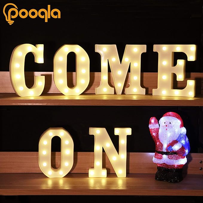 Pooqla LED Marquee Letter Lights Sign, Light Up Alphabet Letter for Home Party Wedding Decoration J