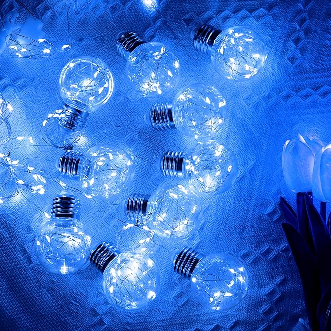 YOLIGHT Wishing Ball Curtain Lights 200 LED Window Curtain String Lights with Remote, USB Battery Powered Twinkle Globe Fairy Lights for Wedding Party Bedroom Christmas Halloween Decoration (Blue)