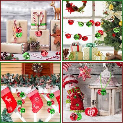 Augshy 200 Pieces Jingle Bells 3/5Inch Craft Bell Bulk for Christmas Home and Pet Decorations Xmas Decor Party Favors Supplies (Red and Green)