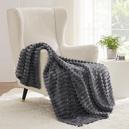 Bedsure GentleSoft Grey Fleece Blanket for - Cozy Soft Blankets for Women, Cute Small Throws for Girls, 50x70 Inches