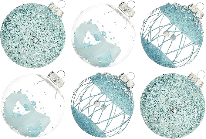 XmasExp Christmas Ball Ornaments Set, Shatterproof Christmastree Decorations,6ct Large Plastic Hanging Ornaments,100mm/4, Blue