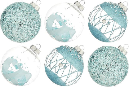 XmasExp Christmas Ball Ornaments Set, Shatterproof Christmastree Decorations,6ct Large Plastic Hanging Ornaments,100mm/4, Blue