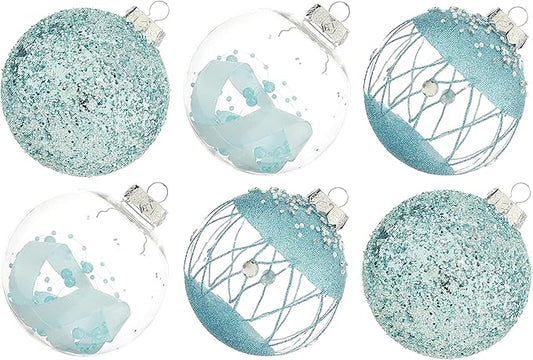 XmasExp Christmas Ball Ornaments Set, Shatterproof Christmastree Decorations,6ct Large Plastic Hanging Ornaments,100mm/4, Blue