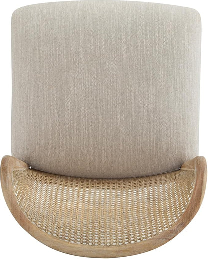 Christopher Knight Home Lilia Dining Chairs Set of 2, Modern Dining Chair with Fabric Upholstery, Rubberwood Frame Kitchen Chairs with Cane Webbing, Extra Seat for Dining Room, Beige + Natural
