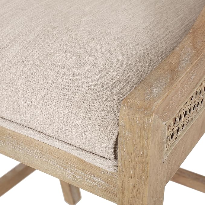 Merax 30" Fabric Upholstered Wood and Cane Barstools with Backrest,Set of 2,French Country Counter Stools Dining Chair