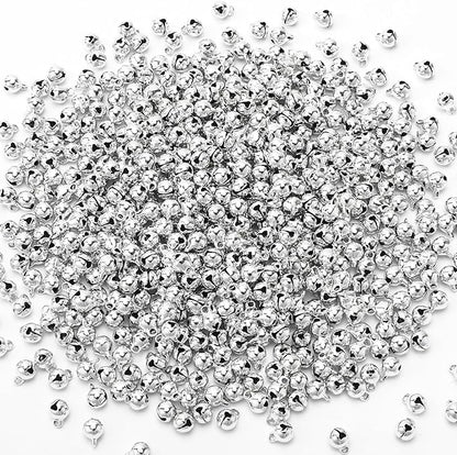 Augshy 200 Pcs Small Silver Jingle Bells, 1/4 Inch Craft Bells Mini Bell Bulk for Christmas Home and Pet Decorations Bracelet Necklace Knitting Jewelry Making Xmas Decor Party Favors Supplies