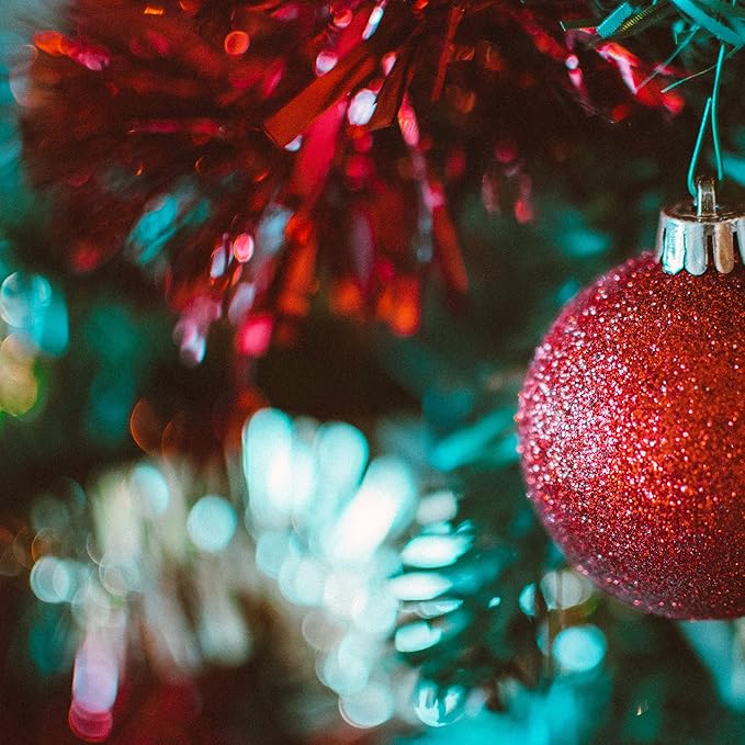 CANREVEL 4 Pieces 26.2 Ft Christmas Garland Metallic Shiny Twist Tinsel Garland Hanging Decorations for Christmas Tree, Mantle, Stairs Railing Decorations - Red