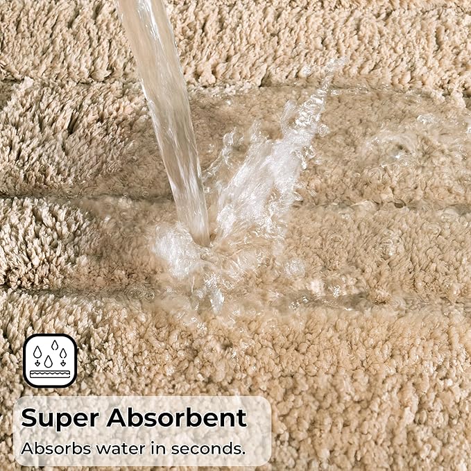 GRANNY SAYS Bathroom Toilet Rugs U Shaped, Bath Mats for Bathroom, Bath Rugs Non Slip Washable, Absorbent Microfiber Toilet Mat, Soft Plush Shaggy, 20" x 24", Khaki