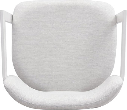 Christopher Knight Home Auber Modern Upholstered Dining Chair Set of 2, Fabric Upholstery Dining Set with Metal Frame, Comfy Side Chair for Living Room, Beige+White