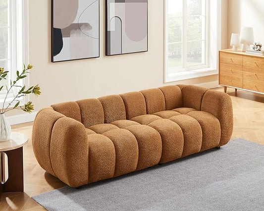 VANOMi 88" Oversized Boucle Sofa, Modern Upholstered Tufted Cloud Couch, Deep Seat Boucle Sofa,Cozy Modern 3 Seater Couch for Living Room, Bedroom, Apartment