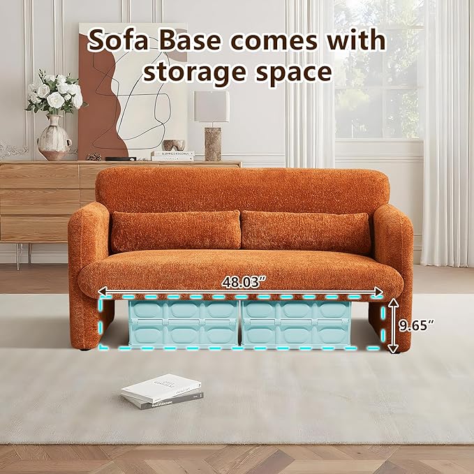 59.1'' Loveseat Sofa, 2 Seater Upgrade Sherpa Fabric Love Seat Couch, Comfy Upholstered Modern Leisure Loveseat Couches with 2 Waist Pillow for Bedroom, Office, Living Room