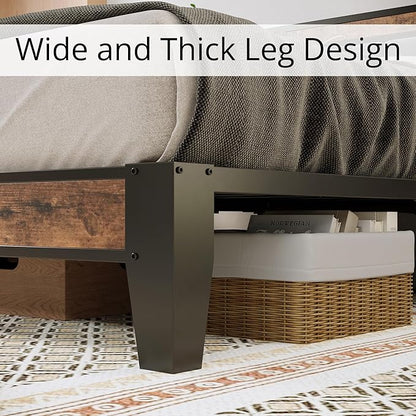 LIKIMIO Full Bed Frame, Storage Headboard with Charging Station, Solid and Stable, Noise Free, No Box Spring Needed, Easy Assembly