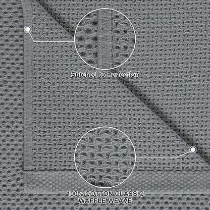 Homaxy 100% Cotton Kitchen Towels and Dishcloths Set, 12 x 12 Inches and 13 x 28 Inches, Set of 10 Bulk Kitchen Towels Set, Ultra Soft Absorbent Dish Cloths for Washing Dishes, Grey