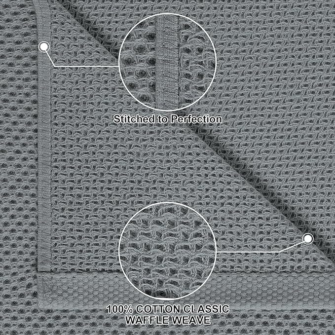 Homaxy 100% Cotton Kitchen Towels and Dishcloths Set, 12 x 12 Inches and 13 x 28 Inches, Set of 12 Bulk Kitchen Towels Set, Ultra Soft Absorbent Dish Cloths for Washing Dishes, Grey