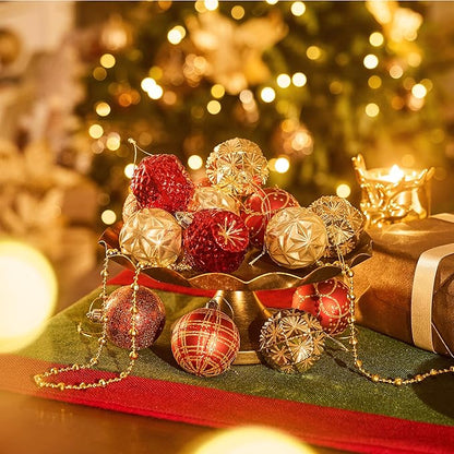 Valery Madelyn Ornaments for Christmas Trees, 16ct 2.36 Inches Red and Gold Shatterproof Christmas Tree Decorations, Luxury Hanging Ball Ornaments for Xmas Holiday Party Decor