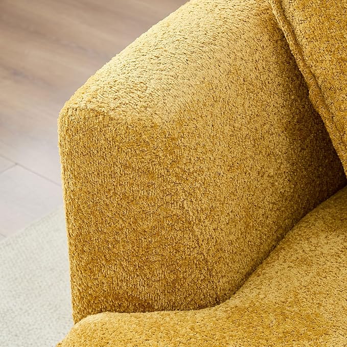 125'' Modern Curved Cloud Sofa Luxury Living Room 5 Seater Combo Sofa Cloud Curve Design Mid Century Upholstered Sofa with Ottoman for Living Room Bedroom Apartment (Boucle+Left Facing, Yellow)