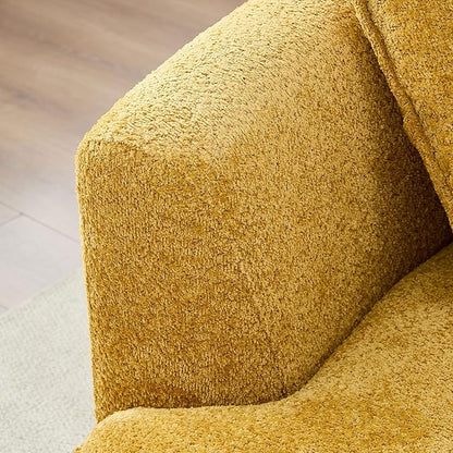 125'' Modern Curved Cloud Sofa Luxury Living Room 5 Seater Combo Sofa Cloud Curve Design Mid Century Upholstered Sofa with Ottoman for Living Room Bedroom Apartment (Boucle+Left Facing, Yellow)