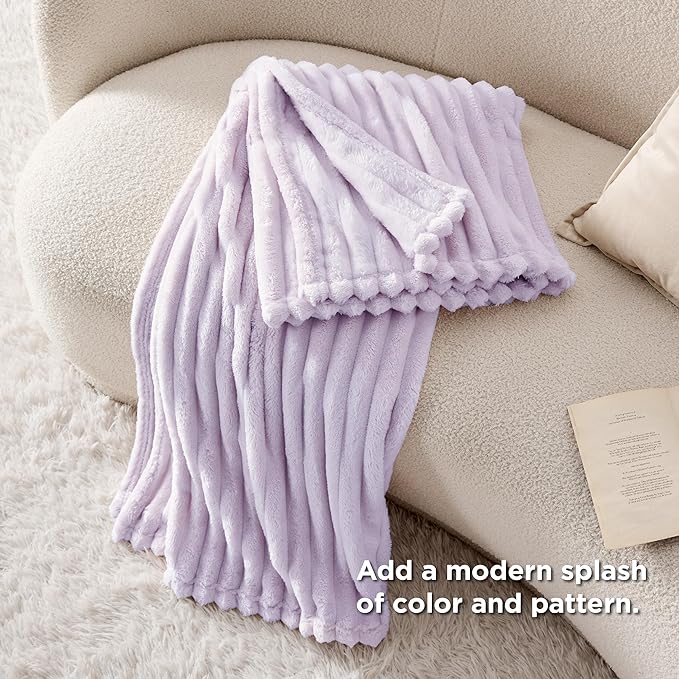 Bedsure GentleSoft Lavender Fog Fleece Blanket for - Cozy Soft Blankets for Women, Cute Small Throws for Girls, 60x80 Inches