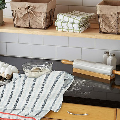 TARAN LIVING Kitchen Towels Dish Towels for Kitchen Tea Towels for Gifting Bar Towels for Kitchen Towels Hand Printed Dish Cloths - 18"x28"- Blue, Pack of 4