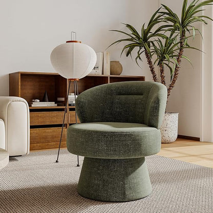 360° Swivel Accent Chairs Set of 2, Modern Chenille Upholstered Boucle Dining Chair with Back, Vanity Chair Accent Armchair Side Chairs for Dining/Living Room, Bedroom, Green