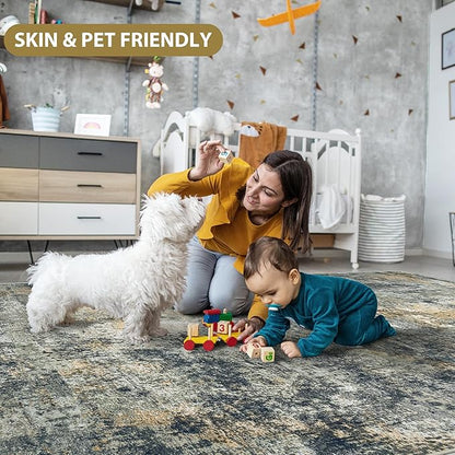 Runner Rug for Hallways Kitchen 2'6"x8' Washable Non Slip: Carpet Non Skid 8ft Entryway Rubber Backed 8 Feet Neutral Abstract Modern Rug Low Pile Pet Friendly Indoor Multi