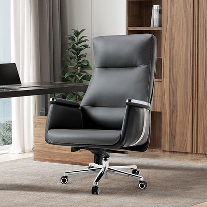 EUREKA ERGONOMIC Royal II Executive Office Chair High Back, Big and Tall with Extra Wide Seat, Silicone Leather Desk Chair Computer Chair, Modern Office Chair Home Desk Chairs-Gray