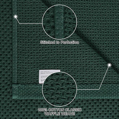 Homaxy 100% Cotton Kitchen Towels and Dishcloths Set, 12 x 12 Inches and 13 x 28 Inches, Set of 16 Bulk Kitchen Towels Set, Ultra Soft Absorbent Dish Cloths for Washing Dishes, Blackish Green