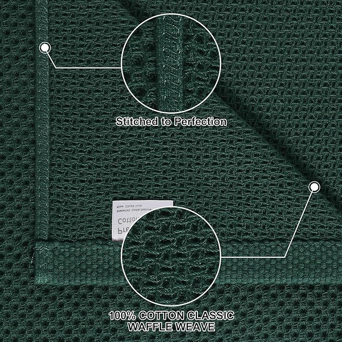 Homaxy 100% Cotton Kitchen Towels and Dishcloths Set, 12 x 12 Inches and 13 x 28 Inches, Set of 12 Bulk Kitchen Towels Set, Ultra Soft Absorbent Dish Cloths for Washing Dishes, Blackish Green