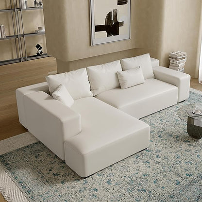 Acanva Modern Oversized Modular L Shaped Sectional Sofa Set for Living Room, Minimalist Style Comfy 4-Seat Corner Couch, Left Chaise, Vegan Leather