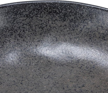 Creative Co-Op Stoneware Bowl with Handle and Base Decorative Object, Black Reactive Glaze