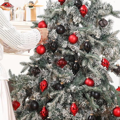 Zomiboo 12 Pcs Burgundy Red Glass Christmas Ball Ornaments Set 3.15" Hanging Shatterproof Glass Bulbs for Christmas Tree Baubles Bulk for Holiday Xmas Tree Decorations Gifts