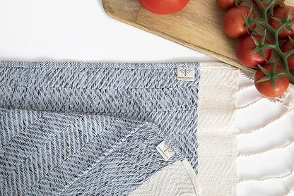 SMYRNA TURKISH COTTON Herringbone Series Kitchen Dish Towels Pack of 6, Machine Washable Wash Cloths, Ultra Soft, Absorbent, Prewashed and Quick Dry Turkish Dish Towels, 12x12 Inch (Light Blue)