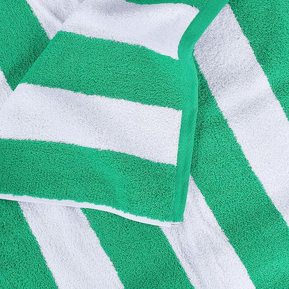 Utopia Towels 4 Pack Cabana Stripe Beach Towel Oversized 100% Ring Spun Cotton Beth Towels Highly Absorbent Quick Dry , Green