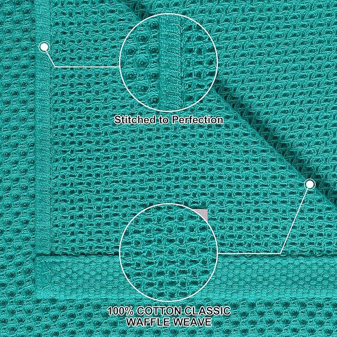 Homaxy 100% Cotton Kitchen Towels and Dishcloths Set, 12 x 12 Inches and 13 x 28 Inches, Set of 16 Bulk Kitchen Towels Set, Ultra Soft Absorbent Dish Cloths for Washing Dishes, Teal