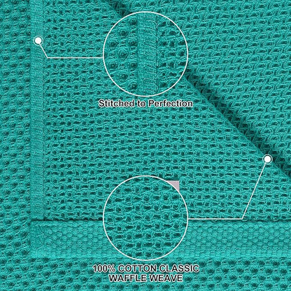 Homaxy 100% Cotton Kitchen Towels and Dishcloths Set, 12 x 12 Inches and 13 x 28 Inches, Set of 10 Bulk Kitchen Towels Set, Ultra Soft Absorbent Dish Cloths for Washing Dishes, Teal