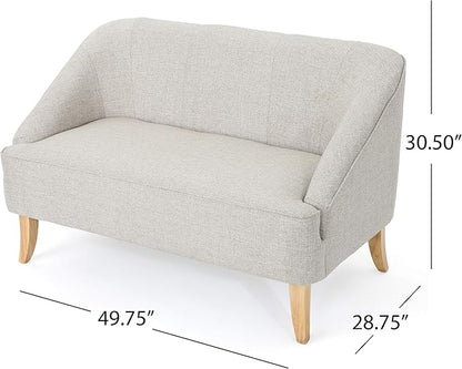Christopher Knight Home Justus Mid Century Modern Fabric Loveseat, Beige Natural