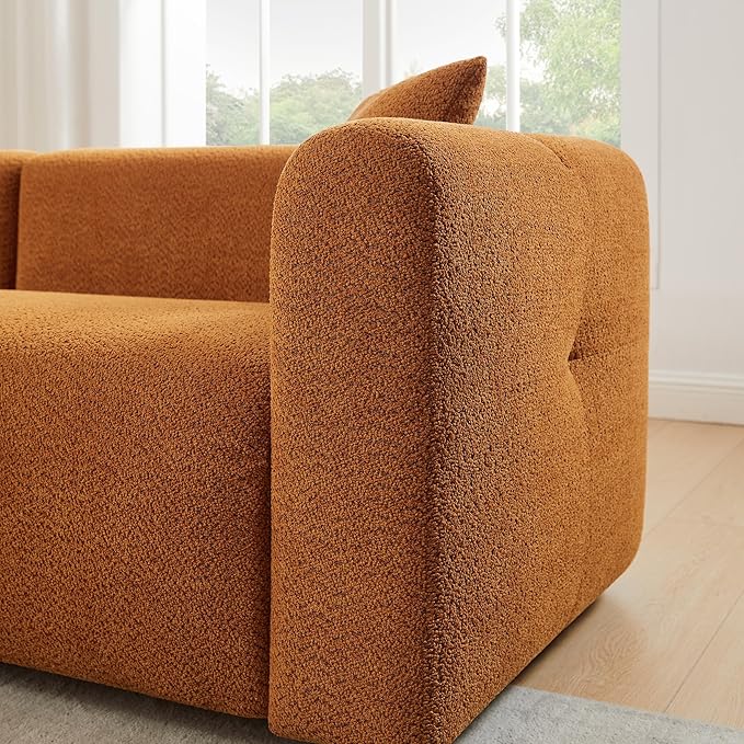 VANOMi Living Room Furniture Sets Include 95" Sofa & 42" Arm  chairs, Boucle Upholstered Oversized Couch with Pillows, Living Room Furniture Set for Bedroom Apartment (Curry, 1 Sofa+1 Chair)