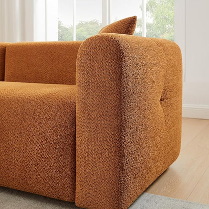 VANOMi Living Room Furniture Sets Include 95" Sofa & 42" Arm  chairs, Boucle Upholstered Oversized Couch with Pillows, Living Room Furniture Set for Bedroom Apartment (Curry, 1 Sofa+1 Chair)